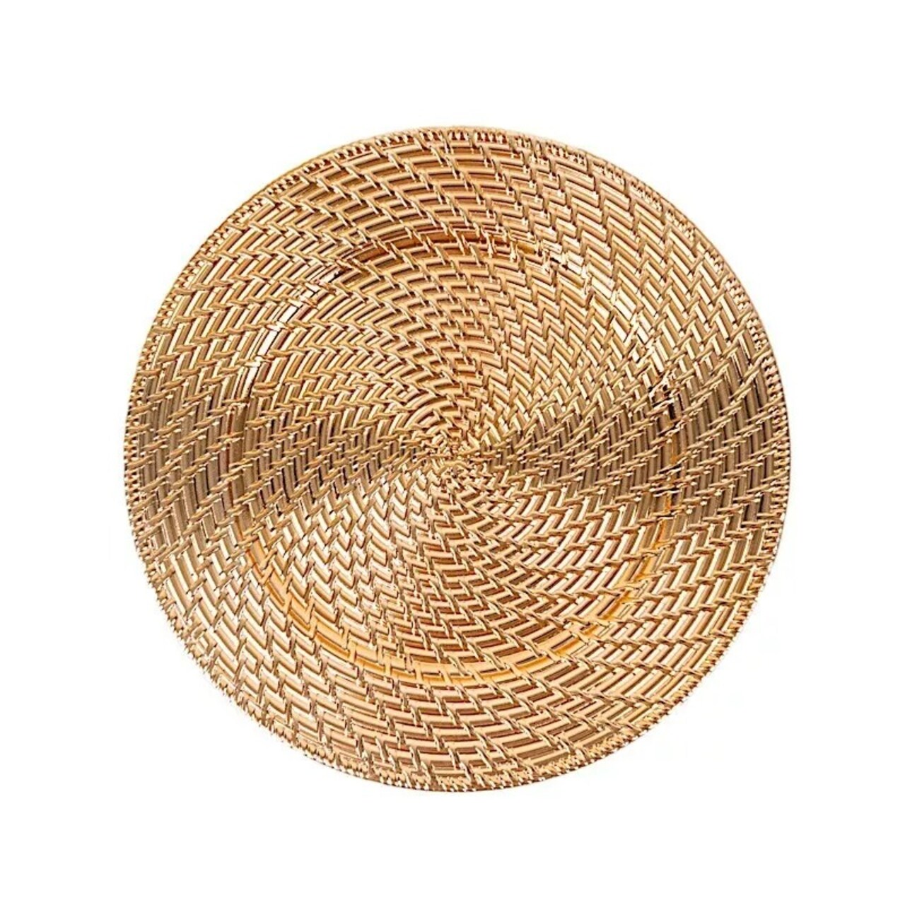 Gold 6 Metallic 13" Swirl Rattan Acrylic Round Charger Plates Party Tableware
